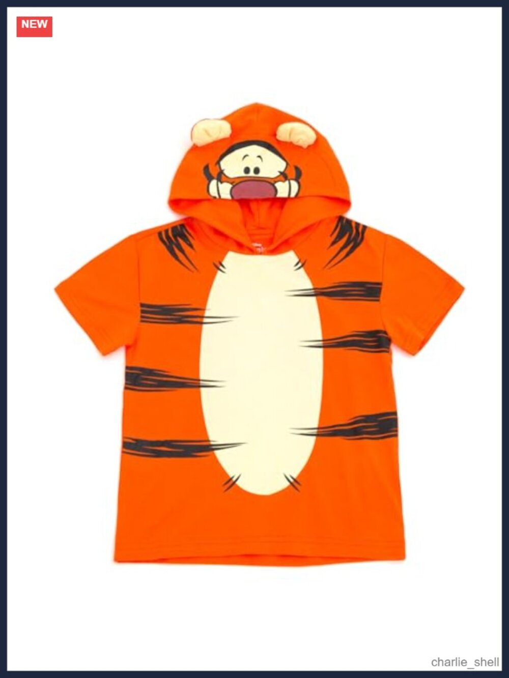 Disney Tigger Cosplay Hooded T-Shirt 100% Cotton Short Sleeve